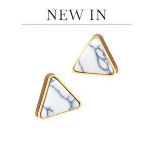 💝 New Geometric Marble Drop Triangle Stone Ear Studs